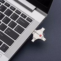 Pendrive 16GB USB 3.2 Gen 1 (USB A / USB C / Lightning / Micro USB) Forcell F-Data Metal Quad hõbedane