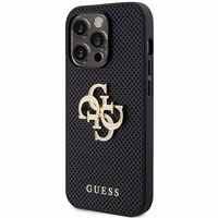 Guess Leather Perforated 4G Glitter Logo Ümbris jaoks iPhone 15 Pro - must