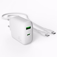Puro Daily Prolite 45W USB-C USB-A Power Delivery Laadija koos USB-C Kaabel - valge