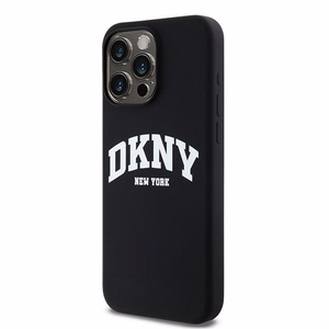 DKNY Liquid Silicone Valge Printed Logo MagSafe ümbris jaoks iPhone 15 Pro Max - must