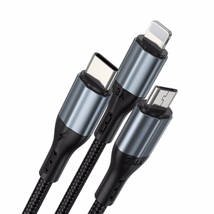 BWOO 3-в-1 кабель USB - USB-C, Lightning, Micro USB 1м 3A X274 черный