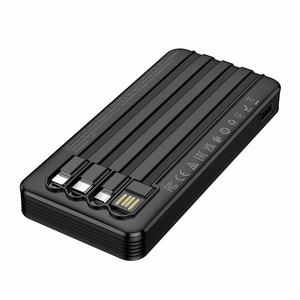Borofone Power Bank 10000mAh BJ84 Smooth - USB - with USB, Type C, Lightning and Micro USB cables black