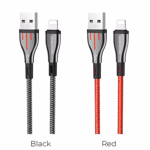 Borofone Highway BU23 USB-A–Lightning kaabel, 1.2 m, must ja punane