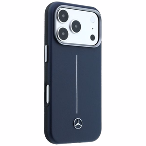 Mercedes nahk Iconic Line MagSafe ümbris iPhone 17 Pro Max - tumesinine