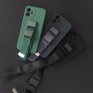 Köiega ümbris Geeli ümbris koos ketiga kinnitusrihmaga koti kinnitusrihm iPhone 13 Pro roosa