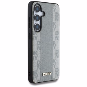 DKNY Leather Checkered Pattern MagSafe ümbris jaoks Samsung Galaxy S25 taupe