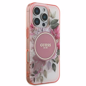 Guess IML Flower & Tonal Circle MagSafe Чехол iPhone 16 Pro Max - розовый