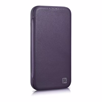 iCarer CE Premium Leather Folio Case iPhone 14 Plus Magnetic Flip Leather Folio Case MagSafe Dark Purple (WMI14220715-DP)