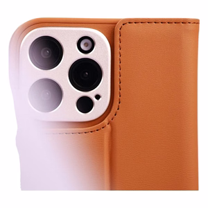 Moshi Overture MagSafe ümbris seadmele iPhone 16 Pro, eemaldatava vegannahast rahakotiga, Caramel Brown värvitoonis