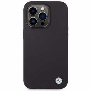 BMW Silicone Metal Logo чехол iPhone 15 Pro Max - чёрный