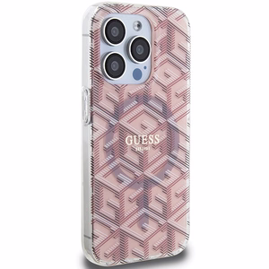 Guess IML GCube MagSafe ümbris jaoks iPhone 15 Pro - roosa