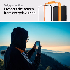 Spigen ALM Glass FC Karastatud klaas jaoks iPhone 15 Pro - must 2 pcs.