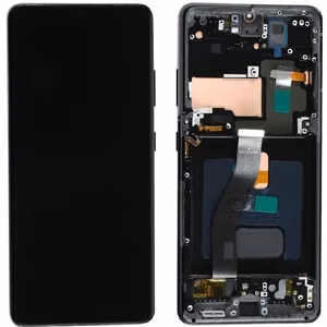 LCD ekraan Samsung G998 S21 Ultra puuteekraaniga ja raamiga Phantom must OLED (tegelik suurus)