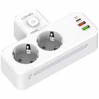 Beline pikendusjuhe LED valgustusega 2xUSB-A/USB-C/2xAC valge