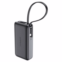 Acefast M7-10000 PD30W Powerbank sisseehitatud kaabliga - must