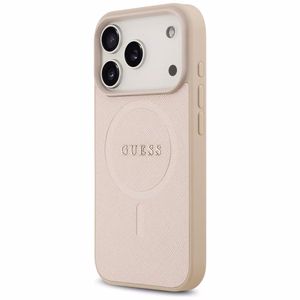 Guess Saffiano Classic Logo MagSafe Ümbris jaoks iPhone 17 Pro - Roosa