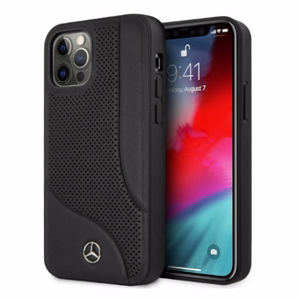 Mercedes nahast perforeeritud ümbris iPhone 12 Pro Max'ile - must