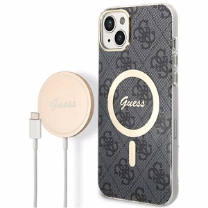 Guess GUBPP14MH4EACSK 4G Print MagSafe ümbrise ja laadija komplekt seadmele iPhone 14 Plus 6.7", must