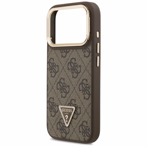 Guess 4G PU Triangle Logo & Stand Camera Magsafe чехол iPhone 17 Pro - коричневый