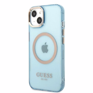 Guess Gold Outline Translucent MagSafe чехол для iPhone 13 - синий