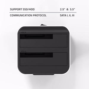 Qoltec 50309 HDD/SSD 2.5" 3.5" Dokkimisjaam SATA III USB 3.0 5Gb/s Kloonimine