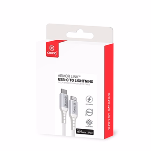 Crong Armor Link MFi USB-C–Lightning kiirlaadimiskaabel, 1,5 m, valge