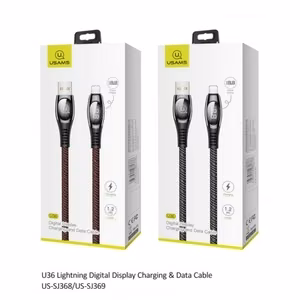 USB kaabel USAMS SJ368 - U36 must Lightning 120cm (digitaalne laadimisdisplei)