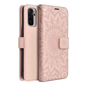 MEZZO Book ümbris jaoks XIAOMI Redmi Note 10 5G / Poco M3 Pro / Poco M3 Pro 5G mandala rose kuldne