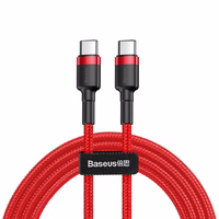 Baseus cable Cafule PD 2.0 USB-C - USB-C 2,0m 3A punane 60W