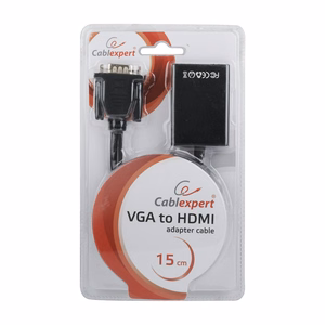 Gembird A-VGA-HDMI-01 videokaabli adapter 0.15 m HDMI Type A (Standard) VGA (D-Sub) must