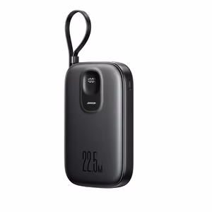 Joyroom JR-PBF18 22.5W 10000mAh Powerbank koos sisseehitatud Lightning kaabliga + USB-C kaabel 0.25 cm - Must