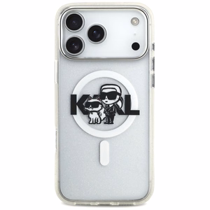 Karl Lagerfeld IML Glitter Karl & Choupette Sketch Logo MagSafe Ümbris jaoks iPhone 17 Pro Max - Clear