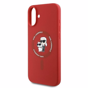 Karl Lagerfeld Silicone Karl&Choupette Heads Ring MagSafe Ümbris jaoks iPhone 16 Plus - Punane