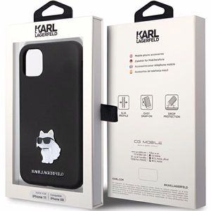 Karl Lagerfeld KLHCN61SMHCNPK ümbris jaoks iPhone 11 / Xr - must Silicone C Metal Pin