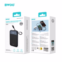 BWOO PD 20W 10000 mAh Akupank With Usb-c Kaabel and Ekraan P80 kuldne