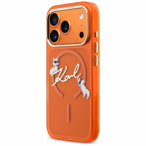 Karl Lagerfeld IML Choupettes Karl Script Logo MagSafe Ümbris for iPhone 17 Pro Max - oranž