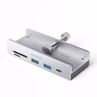 Orico MH5PC jaotur klamberkinnitusega USB-C / 2x USB-A 3.2 + 1x USB-C 3.2 + 1x SD&TF - hõbedane
