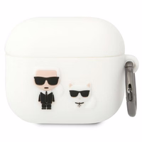 Karl Lagerfeld KLACA3SILKCW AirPods 3 cover valge/valge Silicone Karl & Choupette