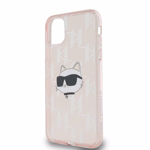 Karl Lagerfeld IML Choupette Head & Monogram ümbris jaoks iPhone 11 / Xr - roosa