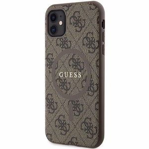 Guess GUHMN61G4GFRW iPhone 11 6.1" / Xr pruun/pruun kõva nahast ümbris 4G Collection metallist logoga MagSafe