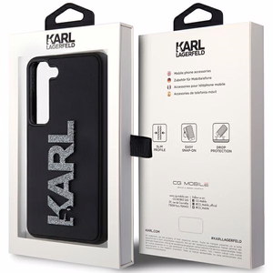 Karl Lagerfeld 3D Rubber Glitter Logo ümbris jaoks Samsung Galaxy S23 - must