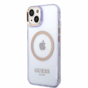 Guess GUHMP14SHTCMU iPhone 14 6.1" lilla/lilla hard ümbris kuldne Outline Translucent MagSafe