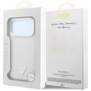 Guess Grained Triangle Logo MagSafe ümbris iPhone 18 Pro / 17 Pro – beež