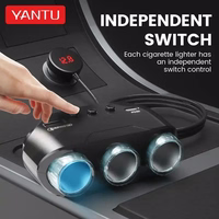 Auto Cigarette Lighter Pesa Splitter LM21 - 3 sockets + USB + tüüp C - QC 3.0 PD 3A 122W koos ekraan and kaabel