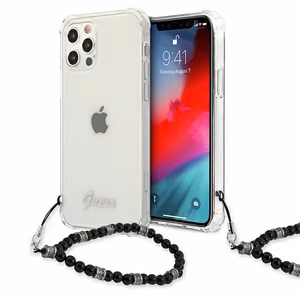Guess GUHCP12MKPSBK iPhone 12/12 Pro 6.1" läbipaistev kõvakaane Black Pearl