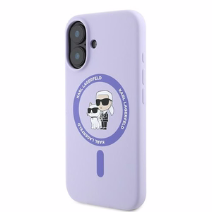 Karl Lagerfeld Silicone Karl&Choupette Ring MagSafe iPhone 16 Ümbris - lilla