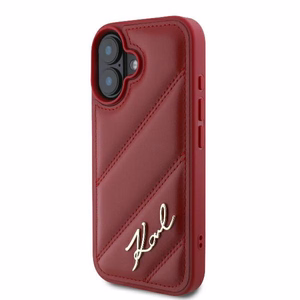 Karl Lagerfeld Diagonal Quilted Script iPhone 16 Ümbris - punane