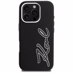 Karl Lagerfeld FW Grained Signature Logo чехол iPhone 16 Pro - черный