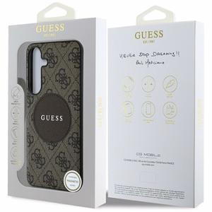 Guess 4G Round Patch Classic Logo MagSafe Ümbris jaoks Samsung Galaxy S25 Plus Brown