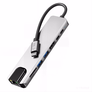 Tech-Protect HB09 USB jaotur 8in1 TYPE-C + USB-A 3.0 + USB-C 3.0 + HDMI 4K 60HZ + SD/TF + PD100W + RJ45 1000 MB/S - hall